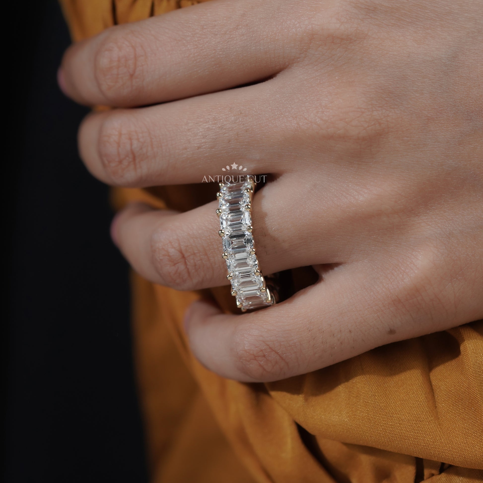 Lab Grown Emerald Cut Diamond Eternity Band