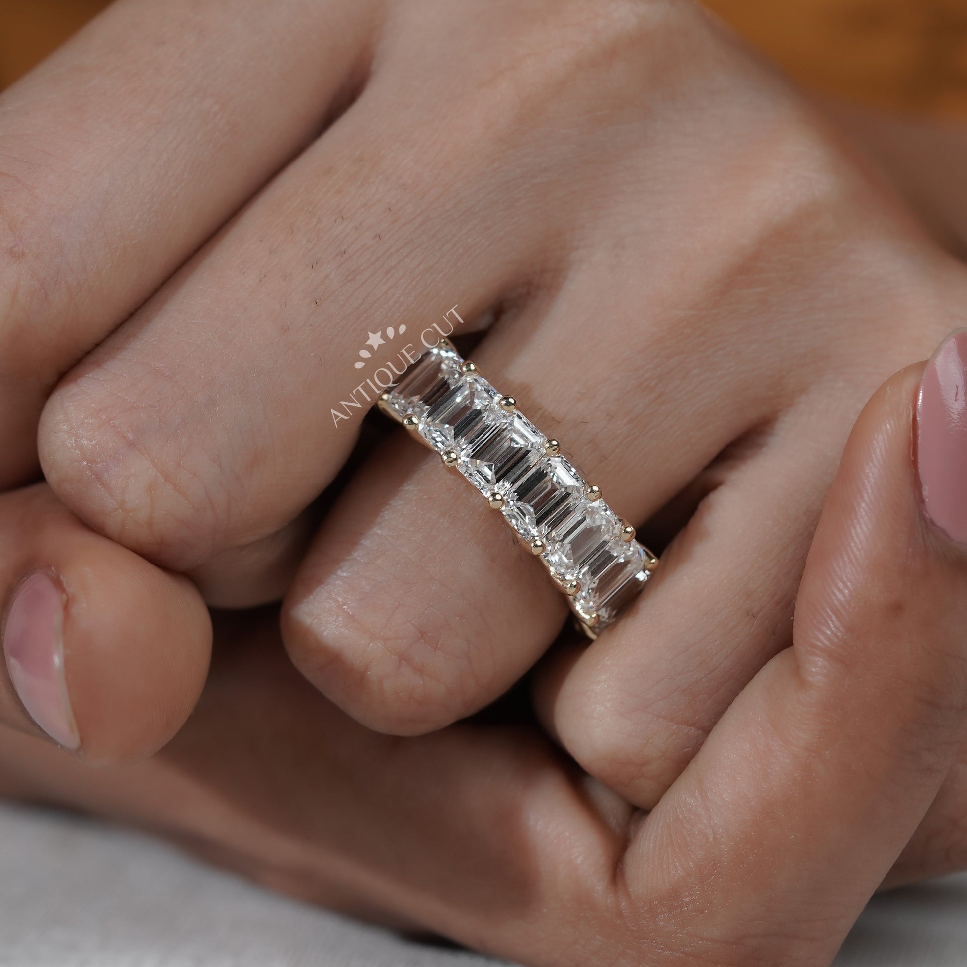 Lab Grown Emerald Cut Diamond Eternity Band