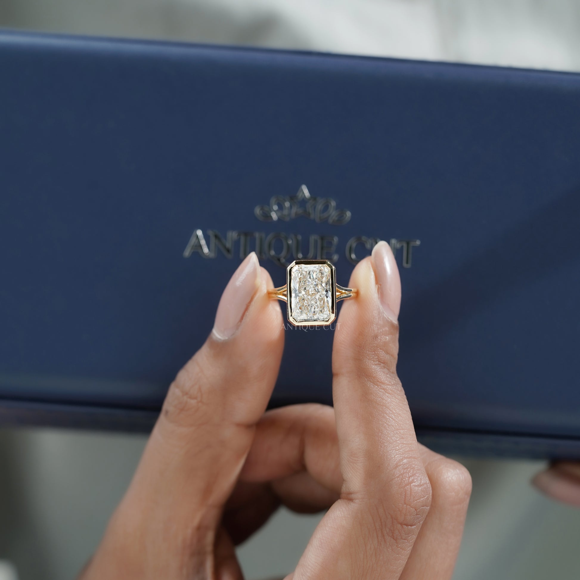 Radiant 5.00ct Lab-Grown Diamond Bezel Set Engagement Ring | IGI Certified