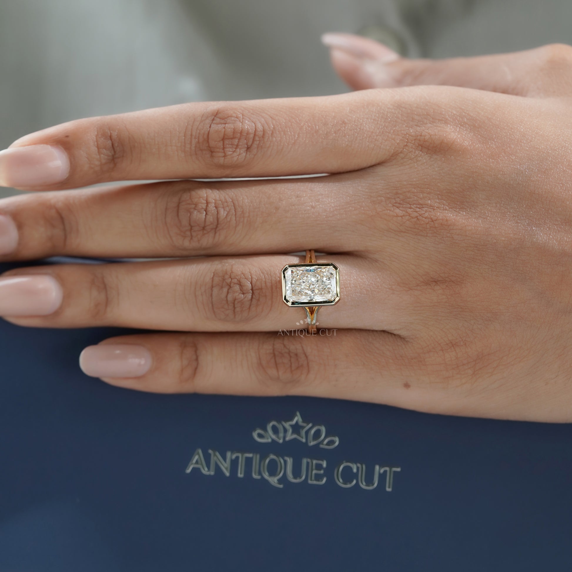 Radiant 5.00ct Lab-Grown Diamond Bezel Set Engagement Ring | IGI Certified