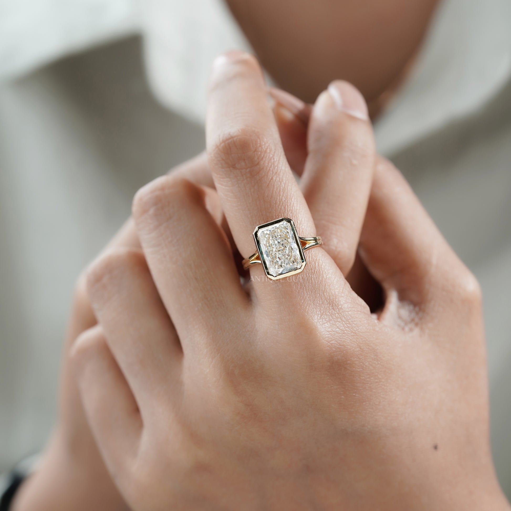 Radiant 5.00ct Lab-Grown Diamond Bezel Set Engagement Ring | IGI Certified