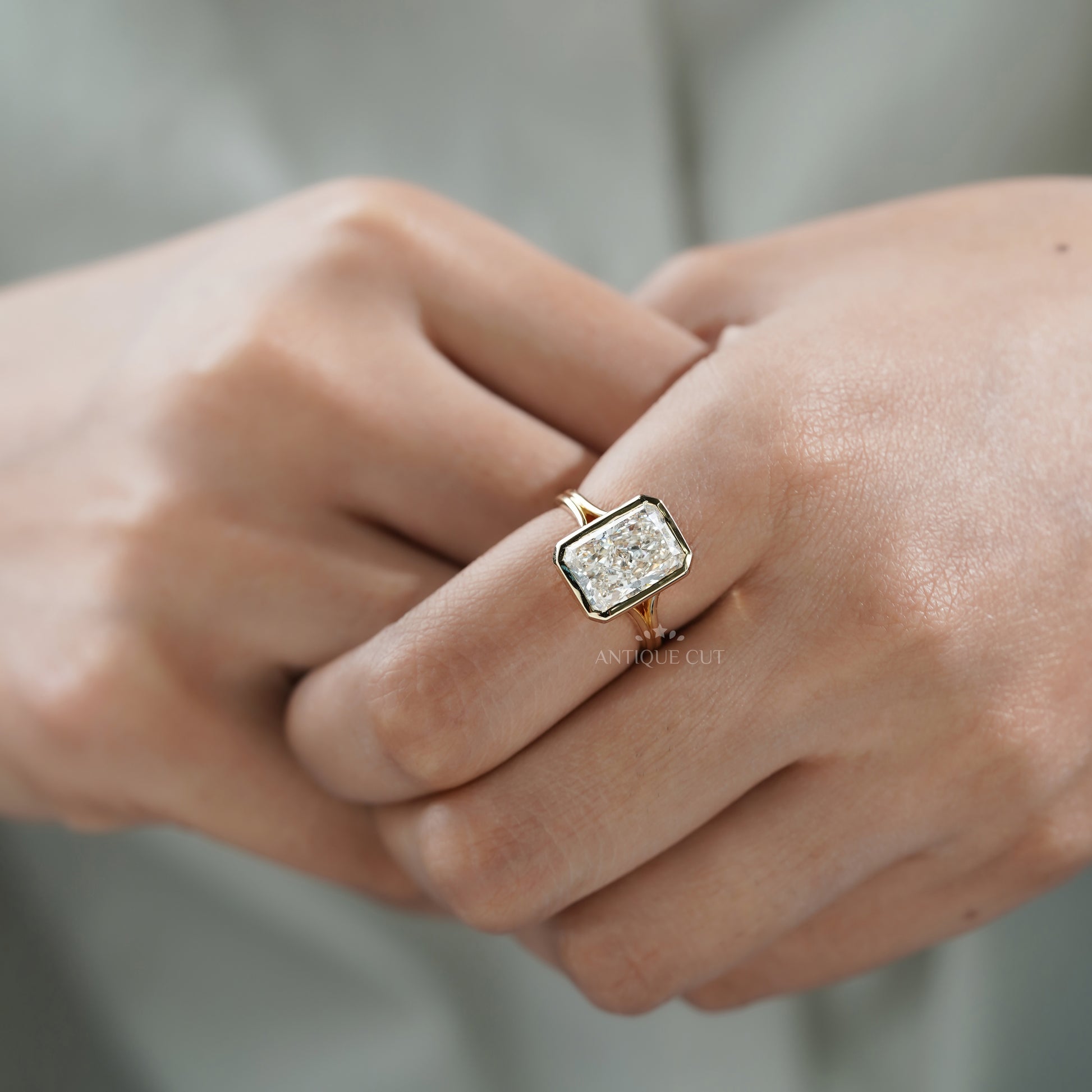 Radiant 5.00ct Lab-Grown Diamond Bezel Set Engagement Ring | IGI Certified