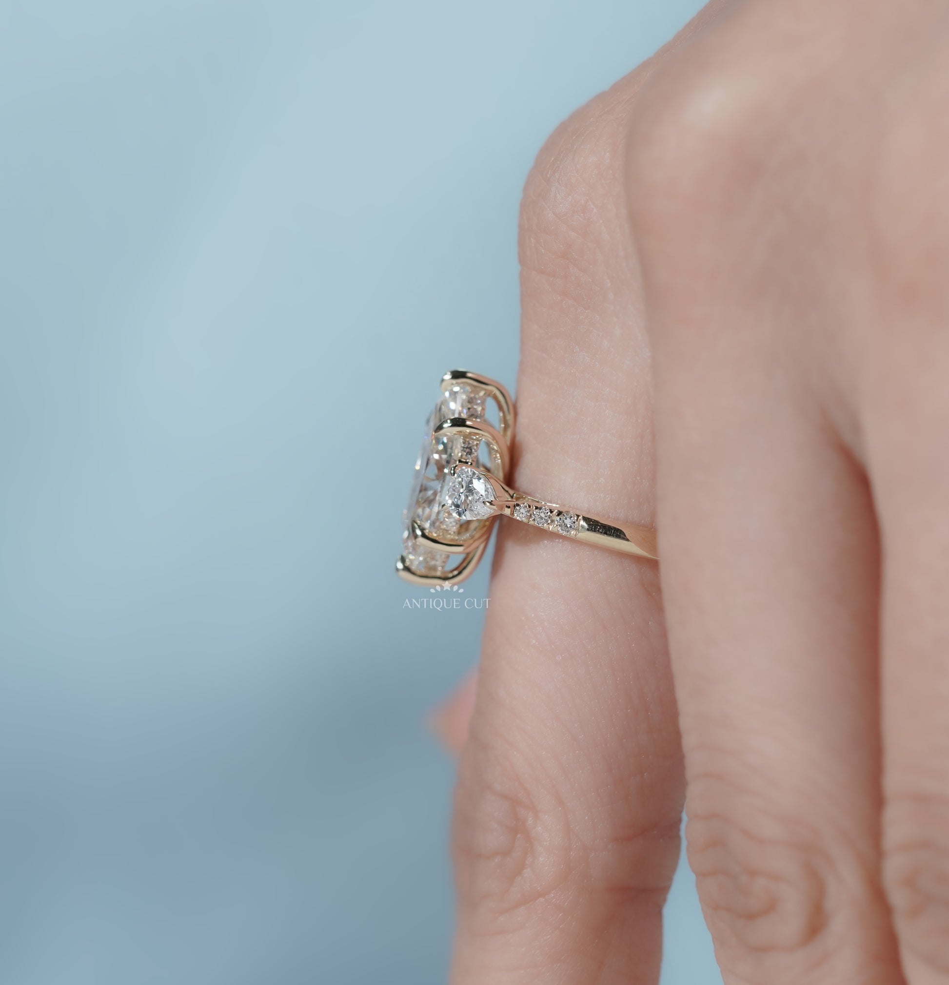 Marquise Cut Engagement Ring with Side Stones