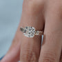 Horizontal cushion diamond engagement ring in modern setting