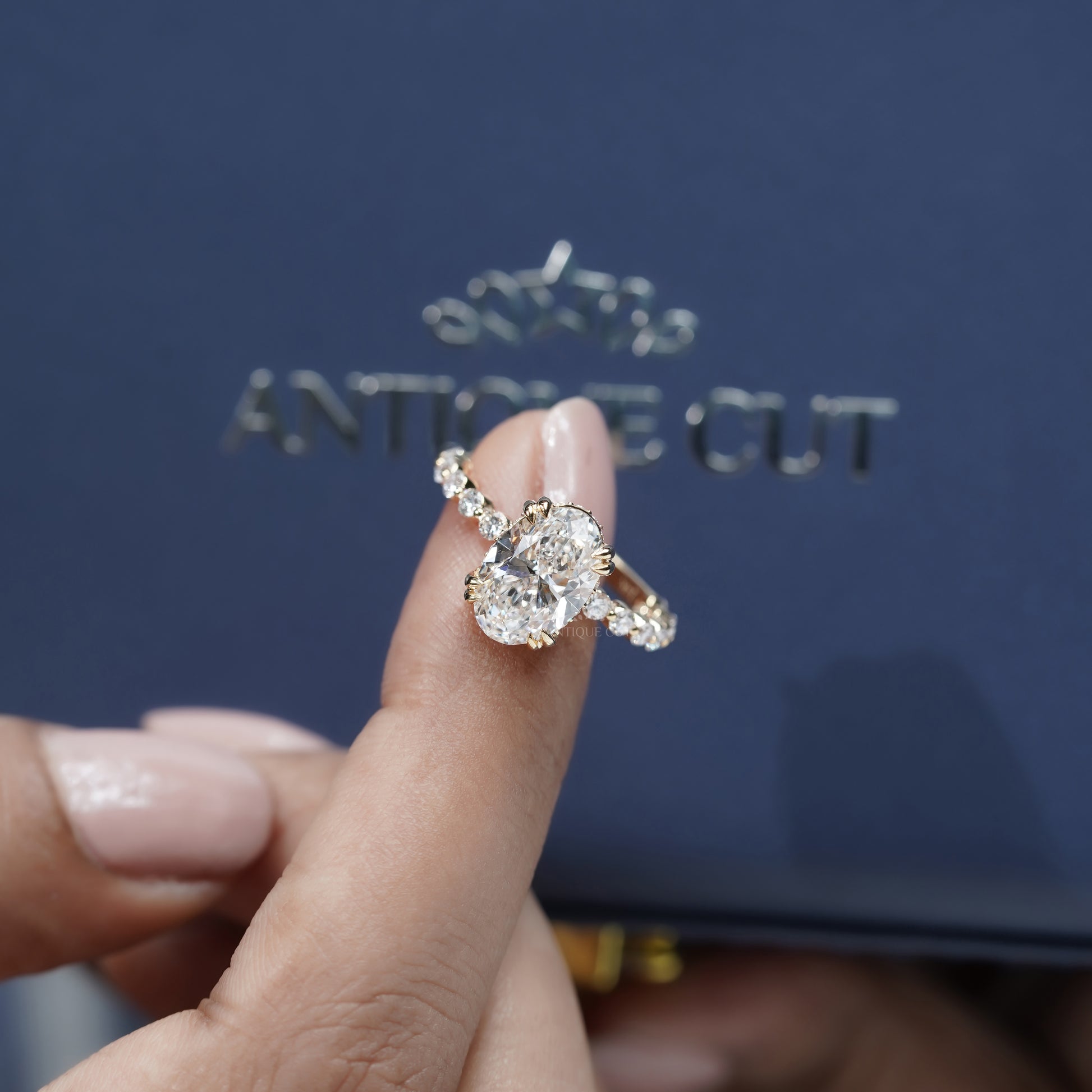 Oval 3.00tcw Lab Grown Diamond Engagement Ring | 2.40ct Oval Center + 0.60ct Side Stones | IGI Certified | Yellow Gold