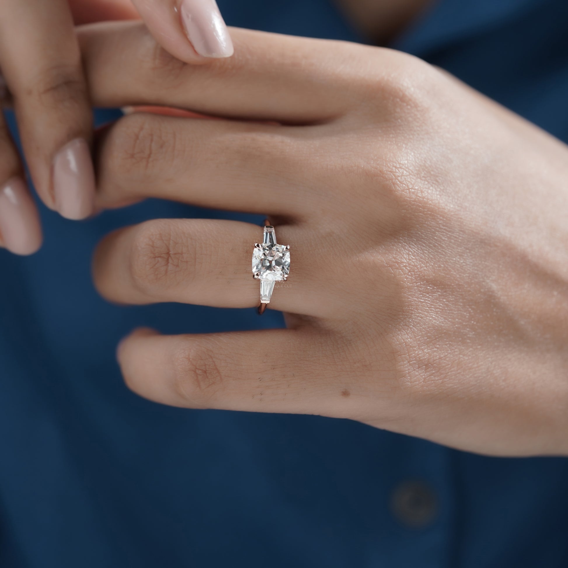 Cushion 2.50tcw Lab Grown Diamond Three-Stone Engagement Ring | IGI Certified