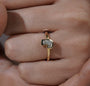 Antiquecut J letter ring with IGI certified lab grown diamond in yellow gold