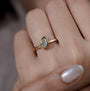 Yellow gold J letter ring featuring an IGI certified lab grown diamond