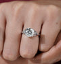 Lab grown round diamond engagement ring with diamond accents