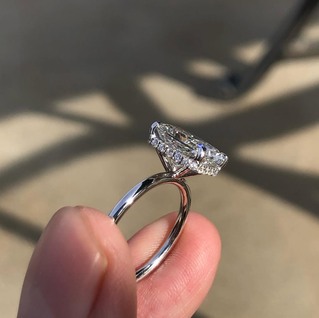 Radiant 3.30tcw Lab Grown Diamond Hidden Halo Engagement Ring, D-E-F Color, VVS-VS Clarity - IGI Certified