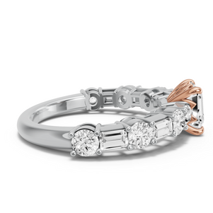 Image for Asscher Lotus Basket Ring with Alternating Baguette band