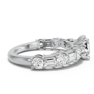 Image for Asscher Lotus Basket Ring with Alternating Baguette band