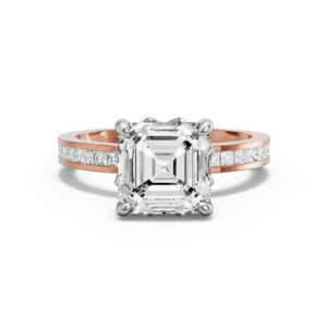 Image for Asscher Lotus Basket Ring with Channel band