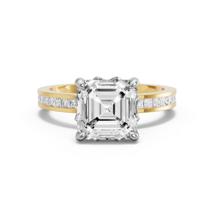 Image for Asscher Lotus Basket Ring with Channel band