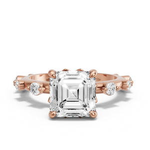 Image for Asscher Lotus Basket Ring with Floating Station band