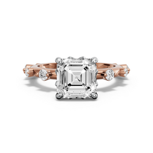 Image for Asscher Lotus Basket Ring with Floating Station band