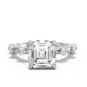 Image for Asscher Lotus Basket Ring with Floating Station band