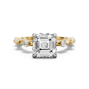Image for Asscher Lotus Basket Ring with Floating Station band