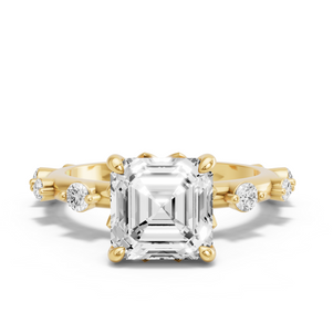 Image for Asscher Lotus Basket Ring with Floating Station band