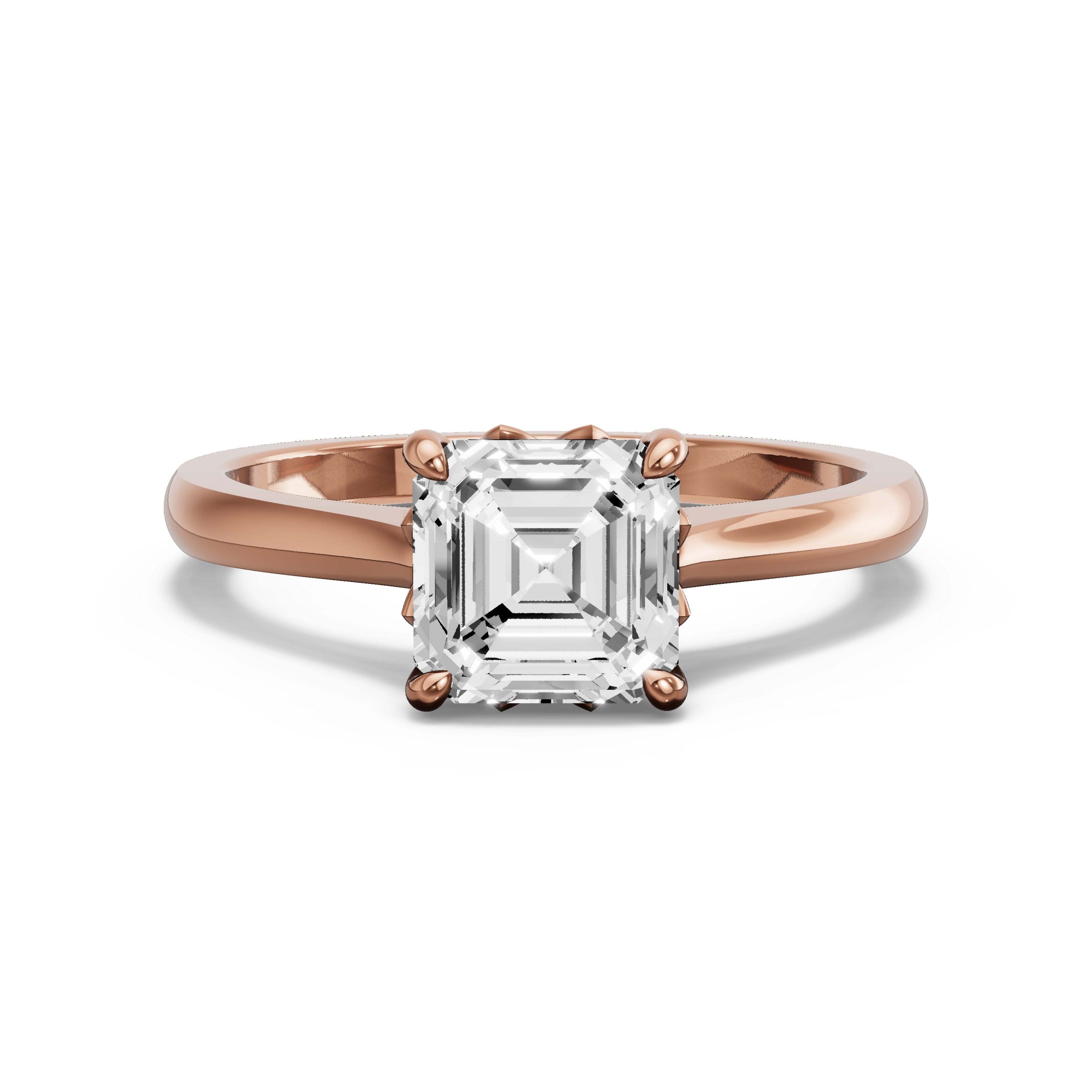 Image for Asscher Lotus Basket Ring with Knife Edge Cathedral band in 18K Yellow Gold