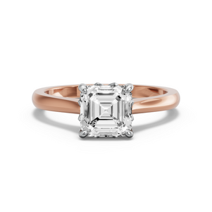 Image for Asscher Lotus Basket Ring with Knife Edge Cathedral band