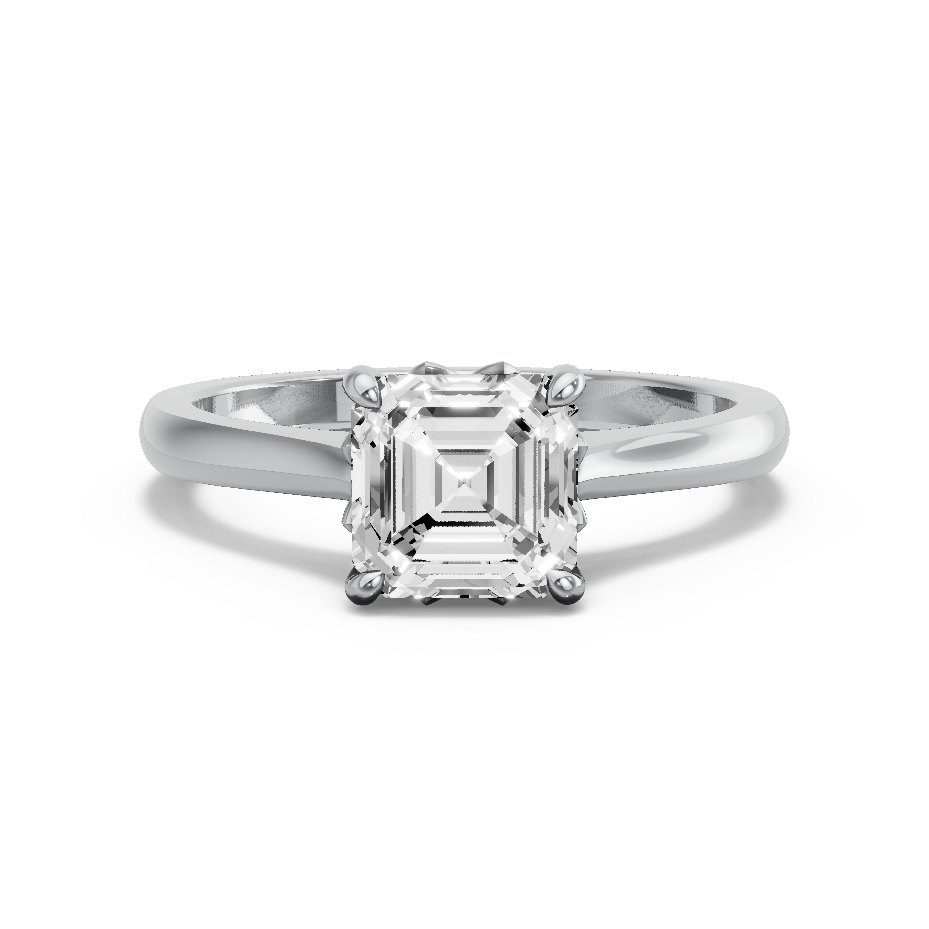 Image for Asscher Lotus Basket Ring with French Pave band in 950 Platinum
