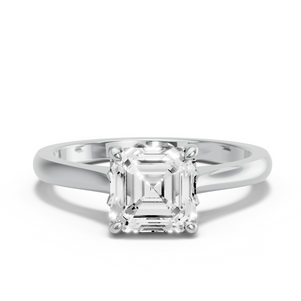 Image for Asscher Lotus Basket Ring with Knife Edge Cathedral band