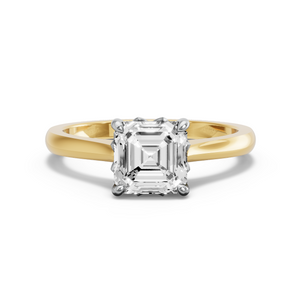 Image for Asscher Lotus Basket Ring with Knife Edge Cathedral band