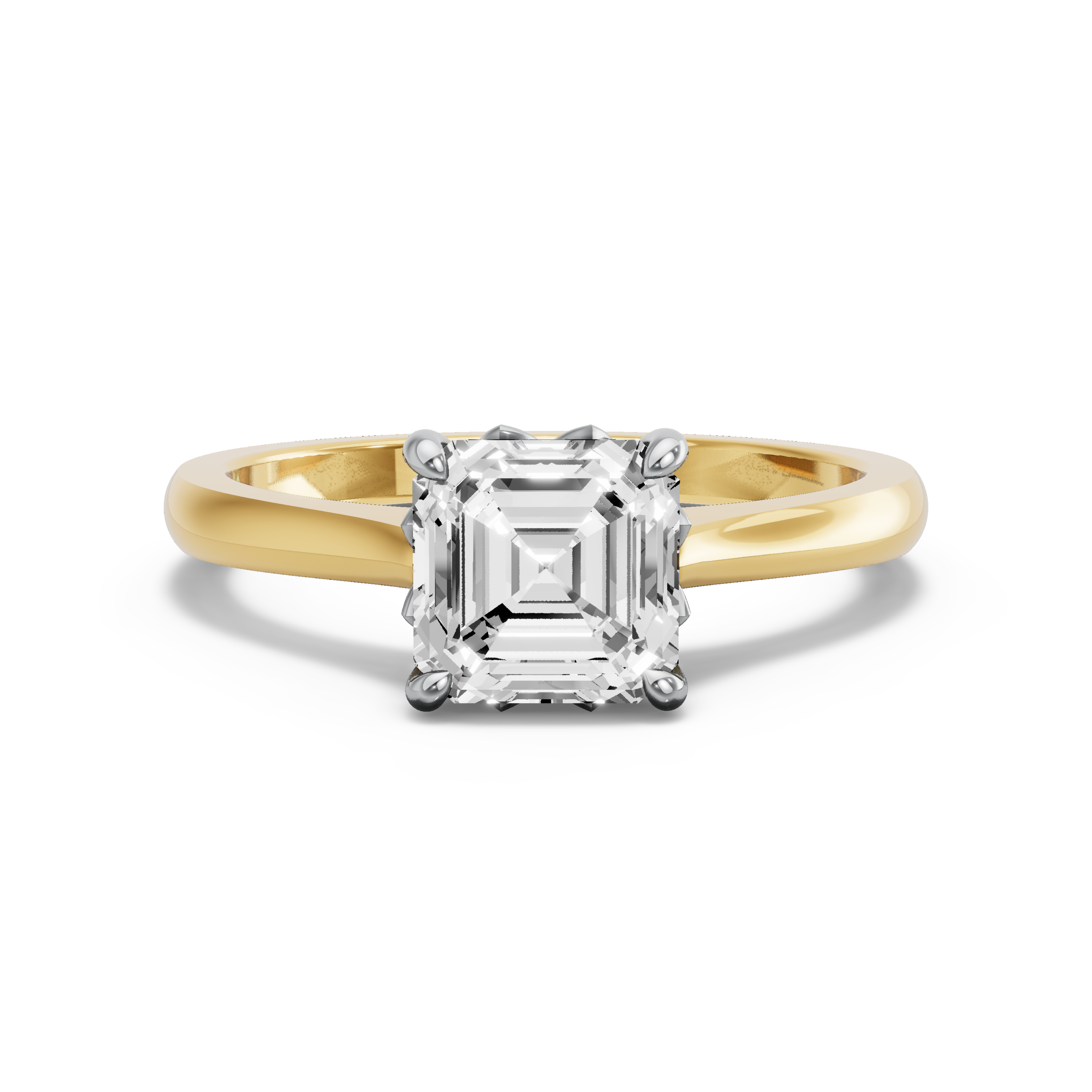 Image for Asscher Lotus Basket Ring with Knife Edge Cathedral band in 18K Rose Gold