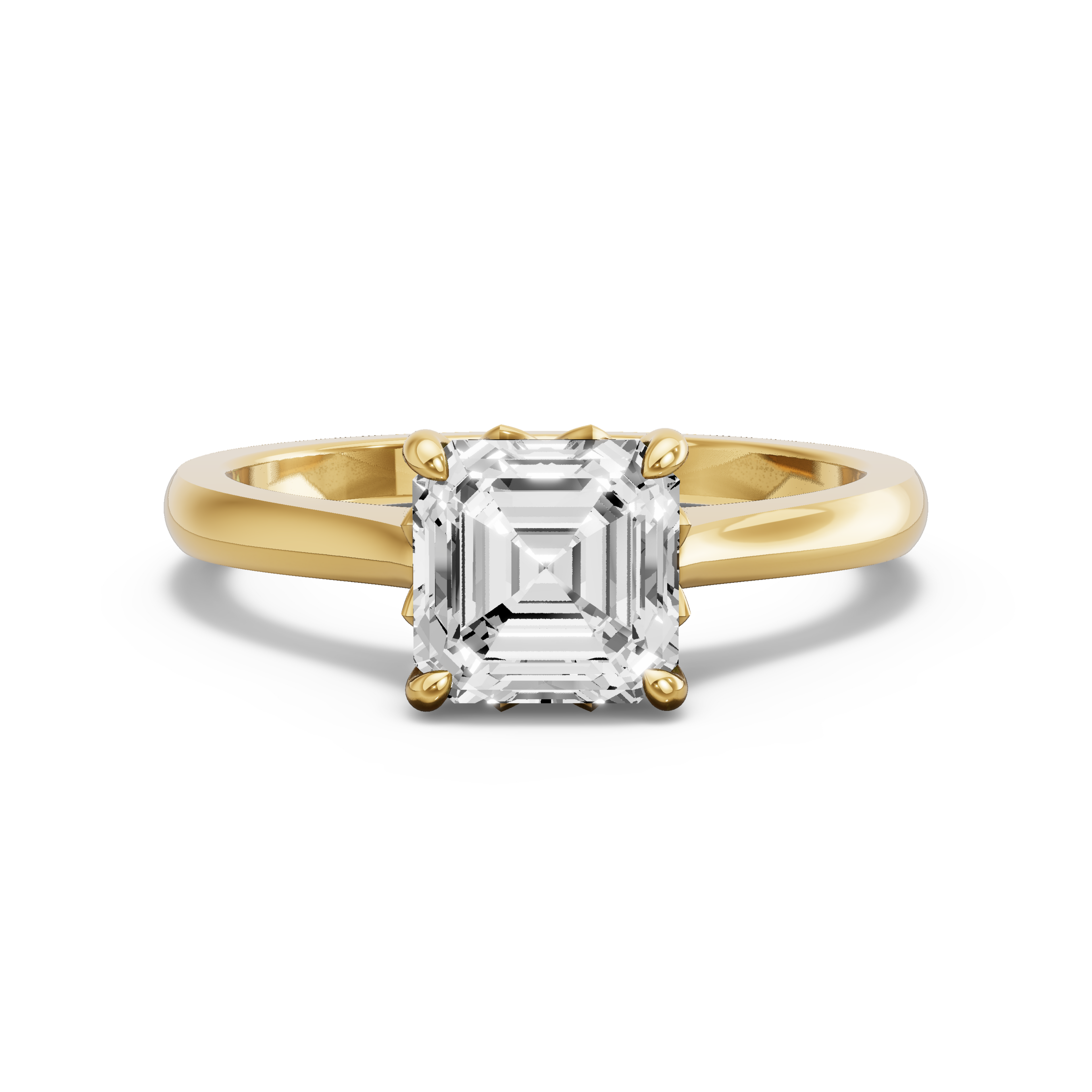 Image for Asscher Lotus Basket Ring with Knife Edge Cathedral band in 10K White Gold