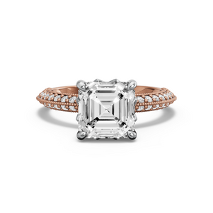 Image for Asscher Lotus Basket Ring with Knife Edge Pave band