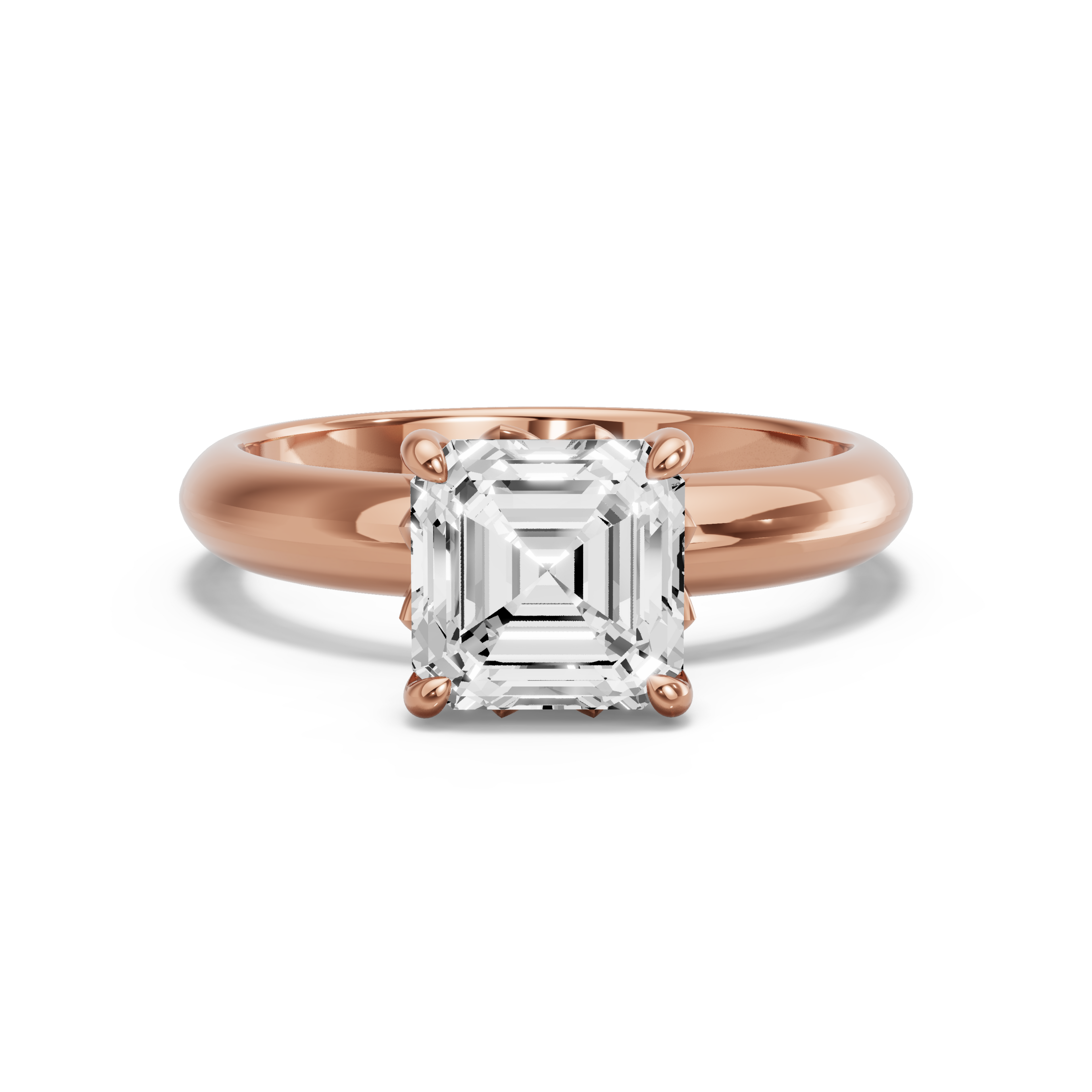 Image for Asscher Lotus Basket Ring with Knife Edge Solitaire band in 18K Yellow Gold