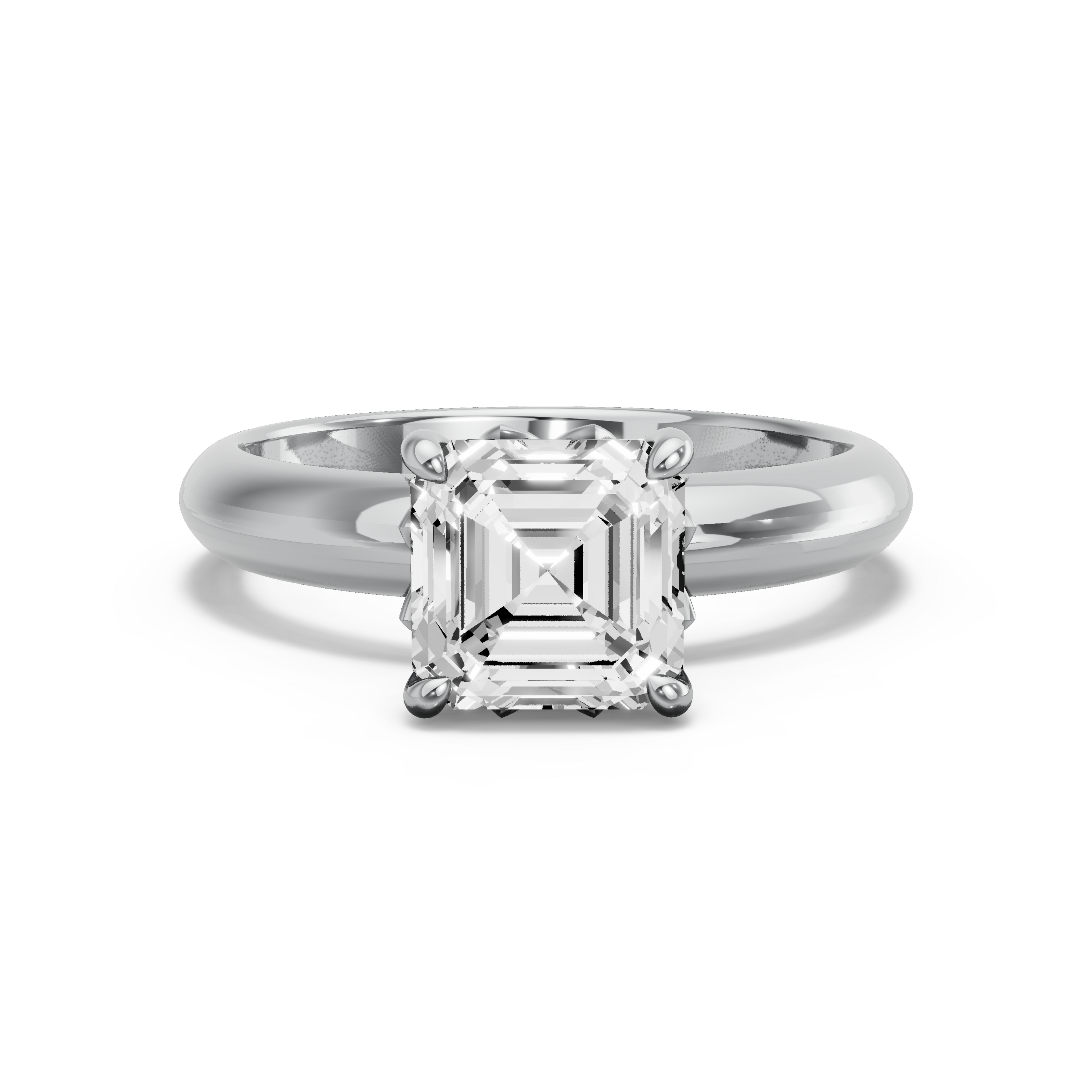 Image for Asscher Lotus Basket Ring with Knife Edge Solitaire band in 18K Two Tone Rose Gold