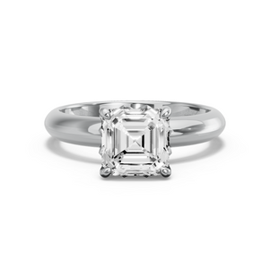 Image for Asscher Lotus Basket Ring with Knife Edge Solitaire band in 14K Two Tone Rose Gold
