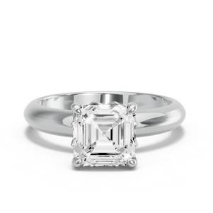 Image for Asscher Lotus Basket Ring with Knife Edge Solitaire band