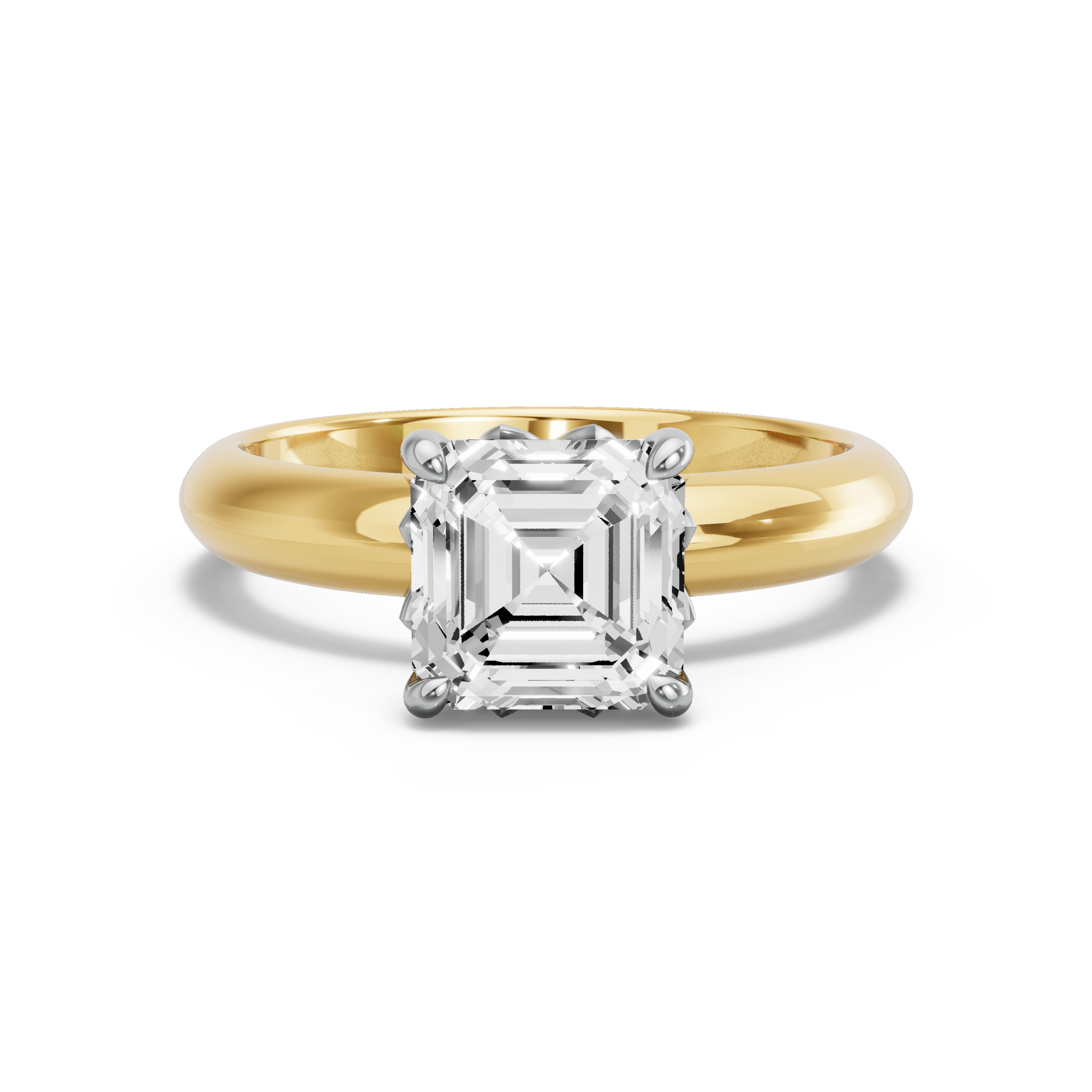 Image for Asscher Lotus Basket Ring with Knife Edge Solitaire band in 18K Rose Gold