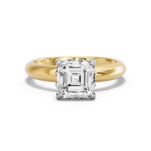 Image for Asscher Lotus Basket Ring with Knife Edge Solitaire band