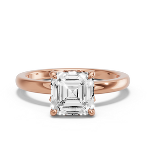 Image for Asscher Lotus Basket Ring with Solitaire band
