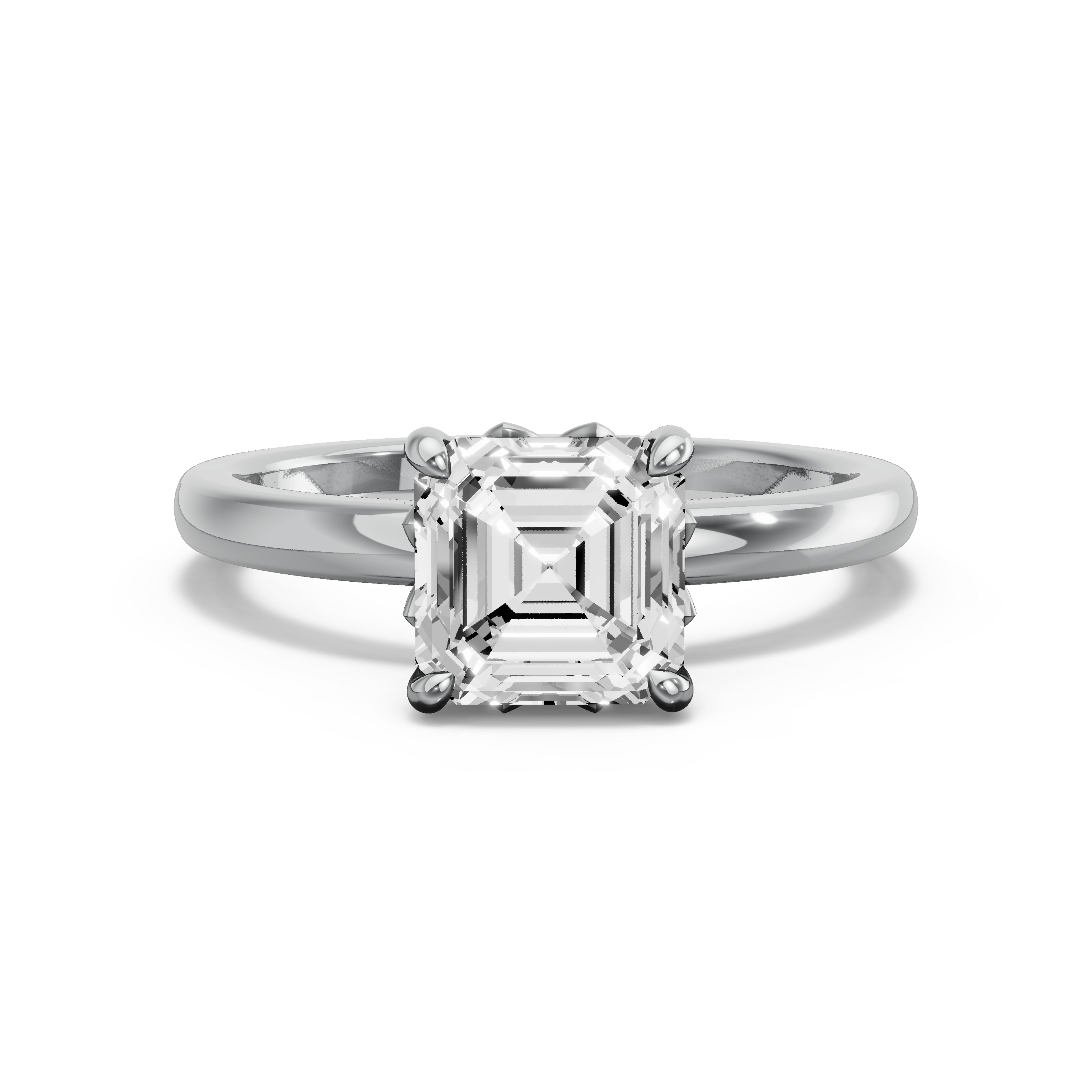 Image for Asscher Lotus Basket Ring with Solitaire band in 18K Two Tone Rose Gold