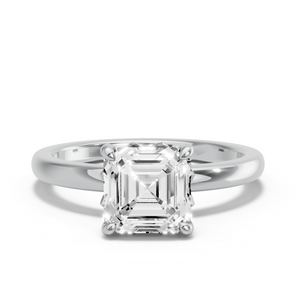 Image for Asscher Lotus Basket Ring with Solitaire band