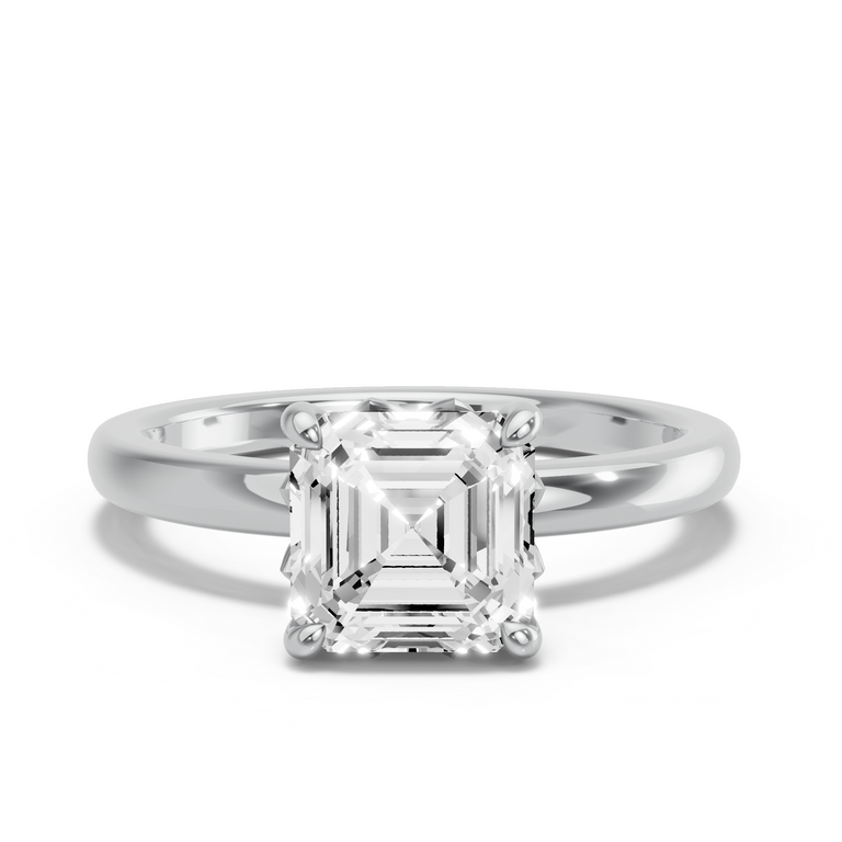 Image for Asscher Lotus Basket Ring with Solitaire band