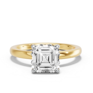 Image for Asscher Lotus Basket Ring with Solitaire band