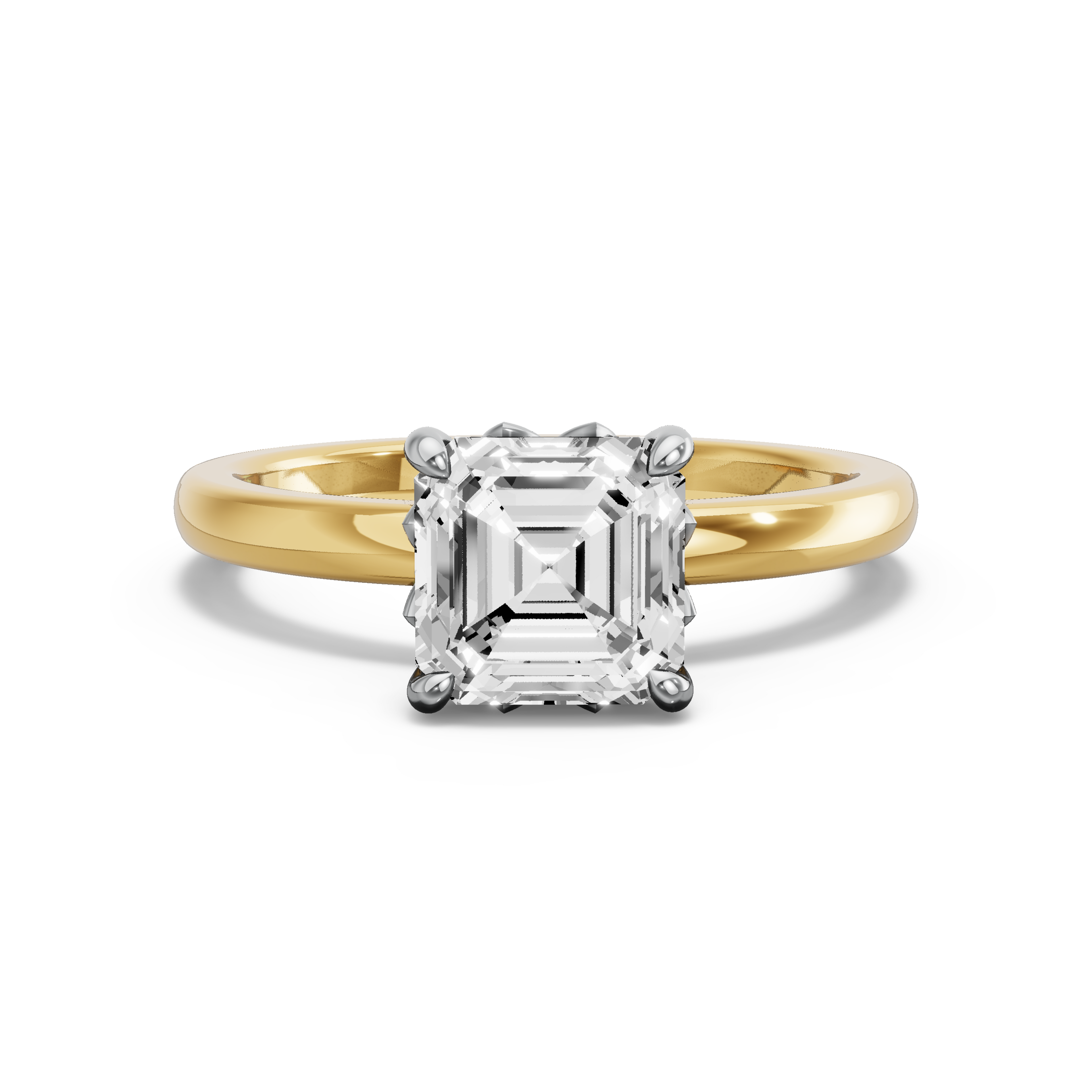 Image for Asscher Lotus Basket Ring with Solitaire band in 10K Rose Gold