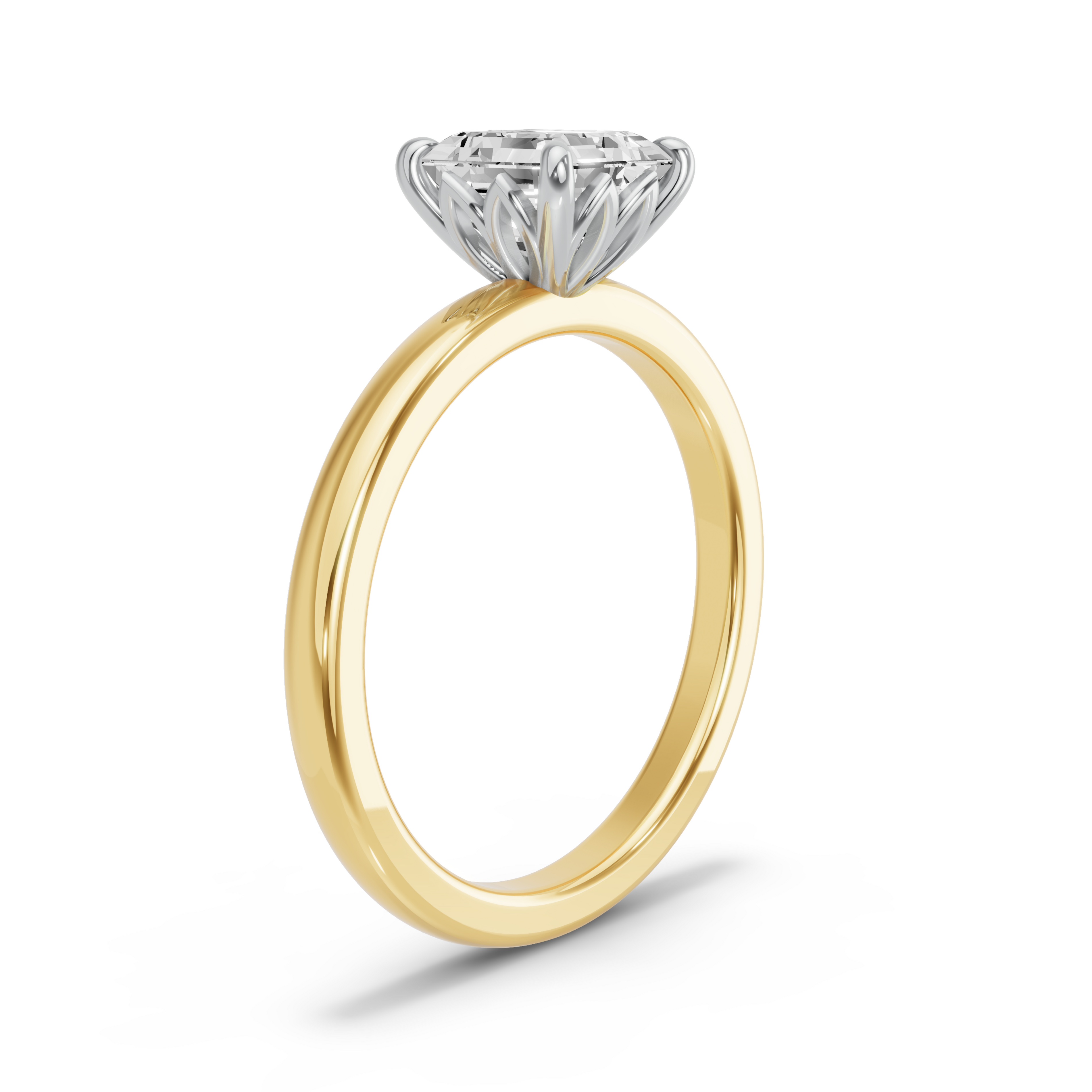 Image for Asscher Lotus Basket Ring with Solitaire band in 18K Rose Gold