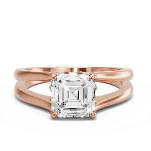 Image for Asscher Lotus Basket Ring with Split Ring Solitaire band