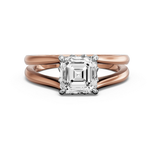 Image for Asscher Lotus Basket Ring with Split Ring Solitaire band