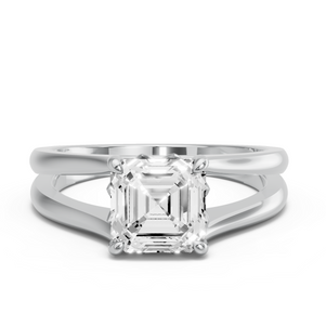 Image for Asscher Lotus Basket Ring with Split Ring Solitaire band