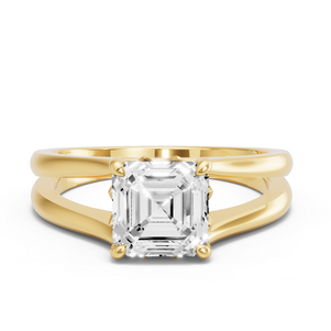 Image for Asscher Lotus Basket Ring with Split Ring Solitaire band
