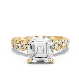 Image for Asscher Lotus Basket Ring with Twist Pave band
