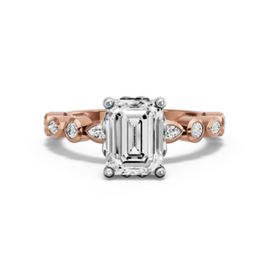Image for Emerald Lotus Basket Ring with Alternating Marquise band